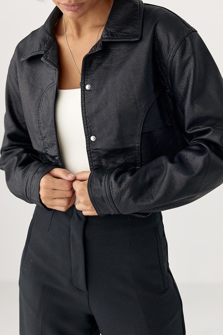 Коротка куртка зі шкірозамінника — 2