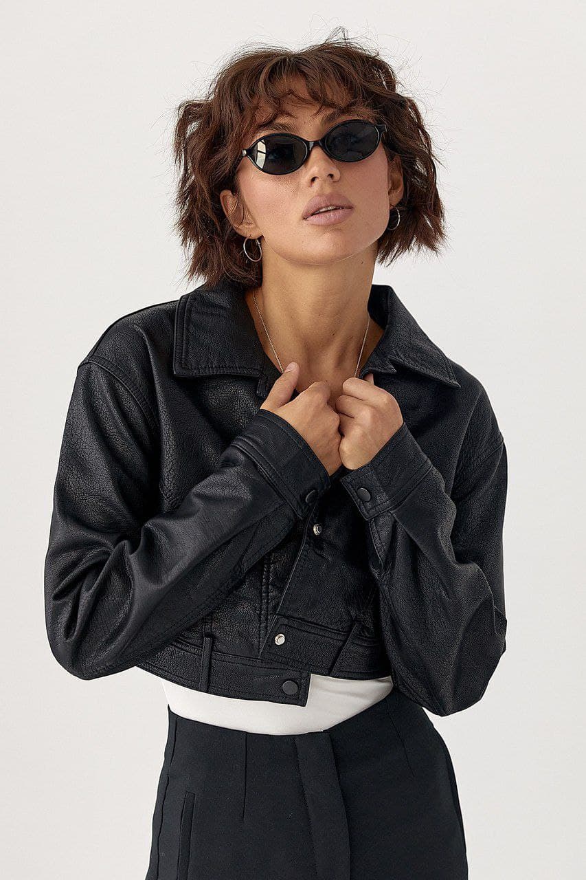 Коротка куртка зі шкірозамінника — 3