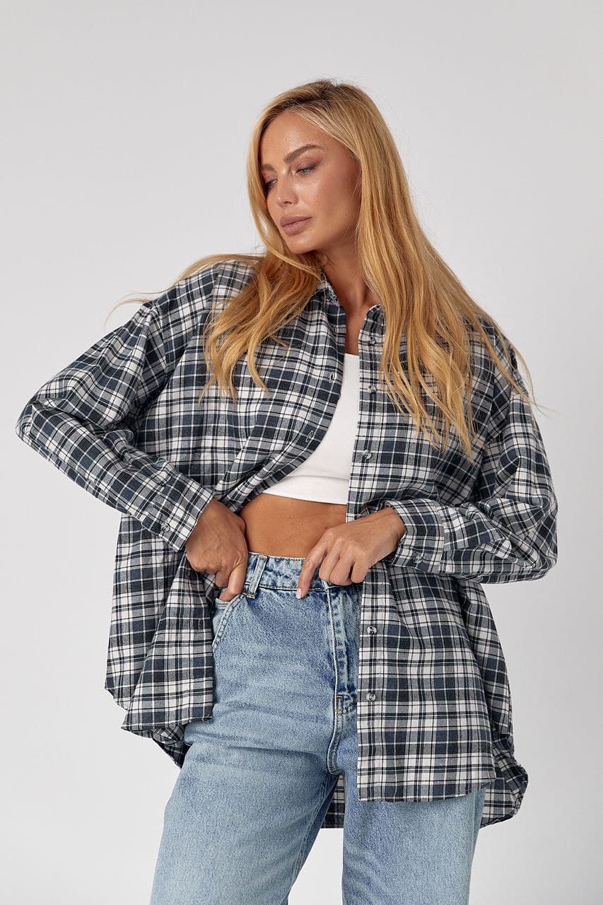 Жіноча картата сорочка oversize — 3