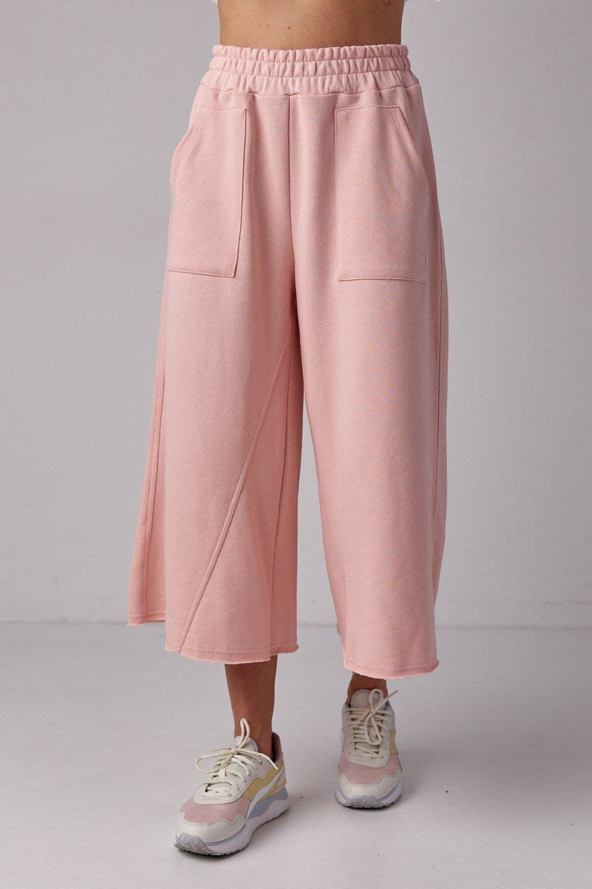 Трикотажні штани-кюлоти з накладними кишенями — 1