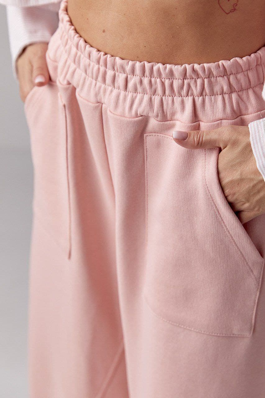 Трикотажні штани-кюлоти з накладними кишенями — 4