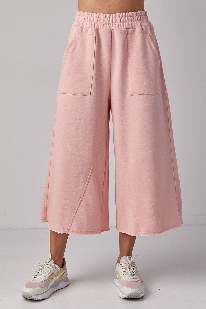 Трикотажні штани-кюлоти з накладними кишенями — 5