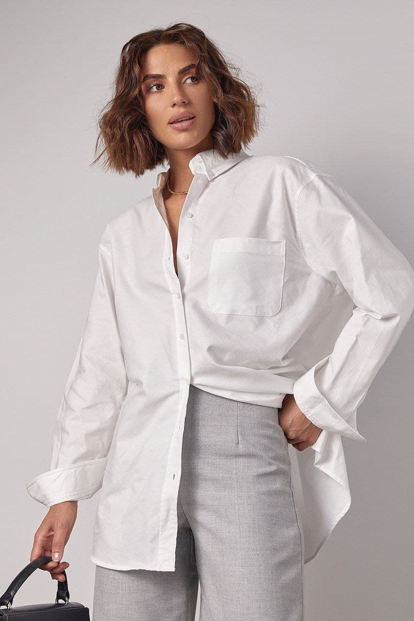 Льняна жіноча сорочка в стилі оверсайз — 4