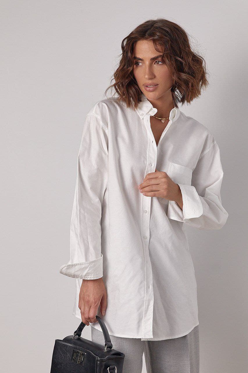 Льняна жіноча сорочка в стилі оверсайз — 5