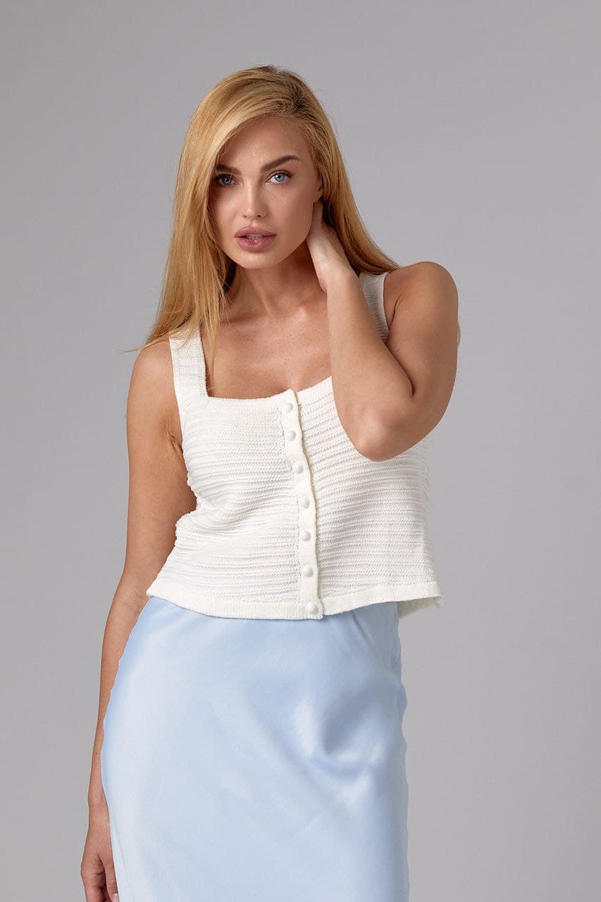 В'язаний топ на гудзиках із квадратною горловиною — 3