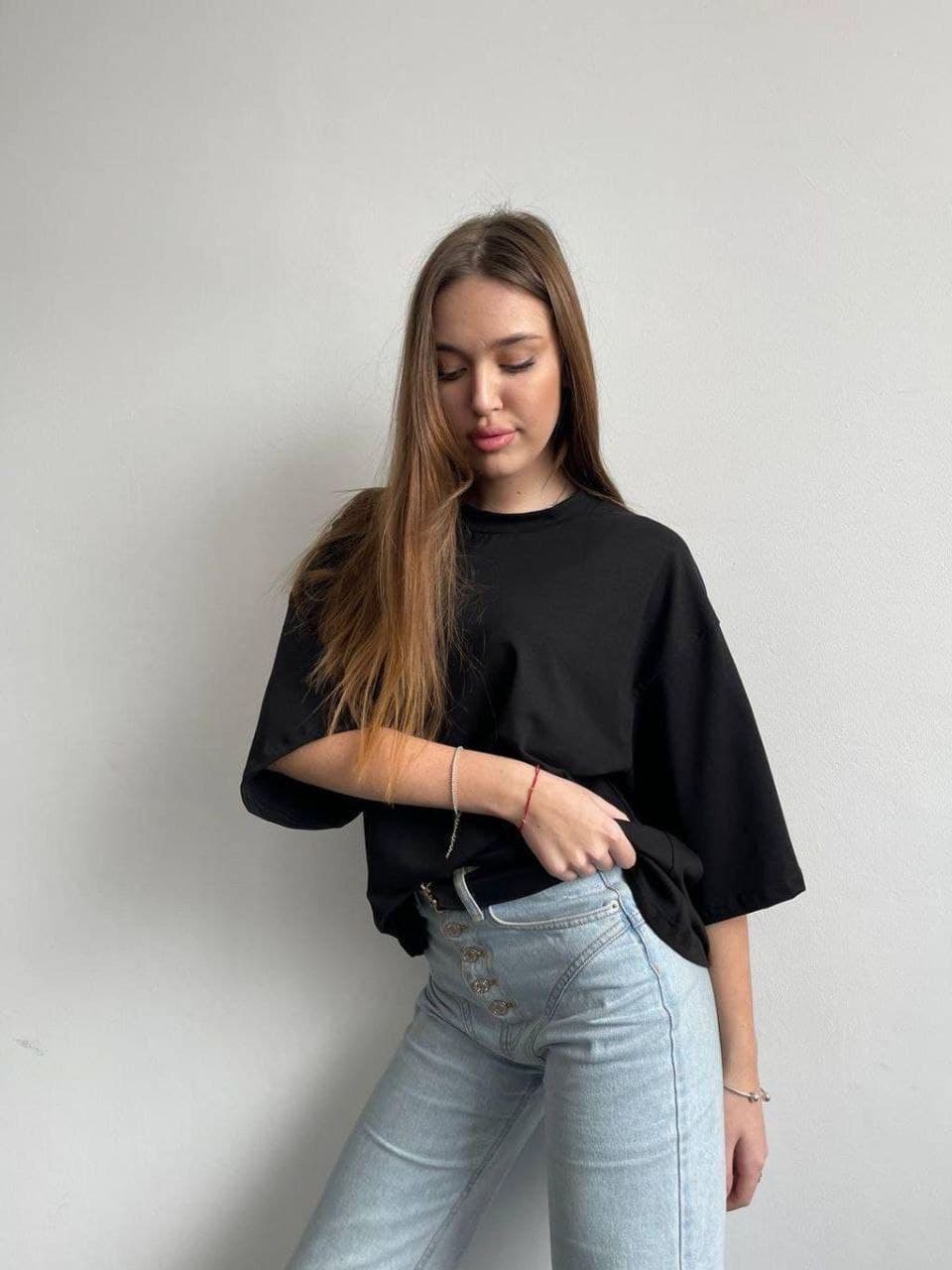 Базова однотонна футболка оверсайз! — 1